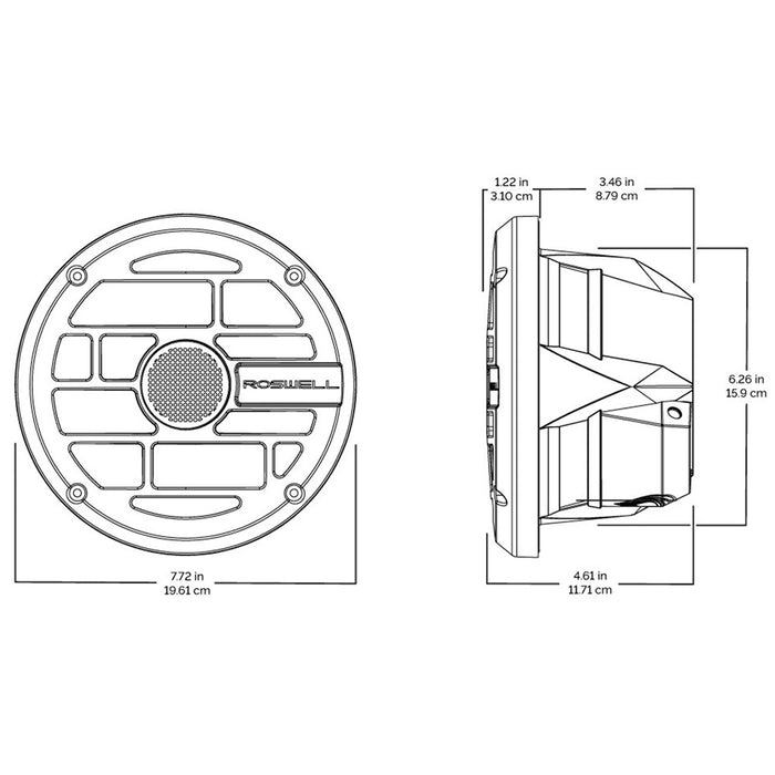 Roswell R Series 7.7 Marine Speakers - Anthracite Grille - 80W RMS  160W Peak Power [C920-1912]