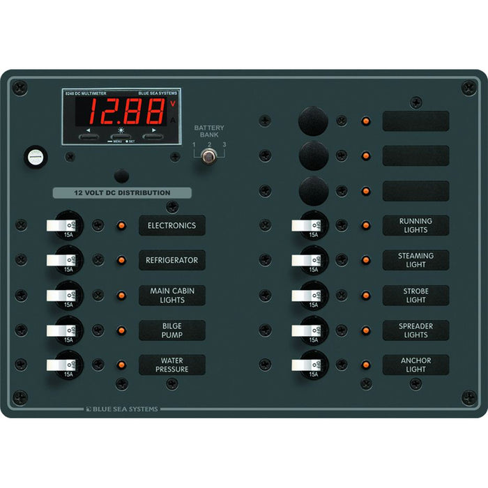 Blue Sea 8403 DC Panel 13 Position w/ Multimeter [8403]