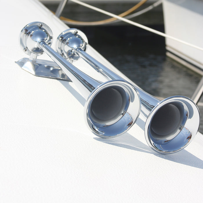 Marinco 24V Chrome Plated Dual Trumpet Air Horn [10624]